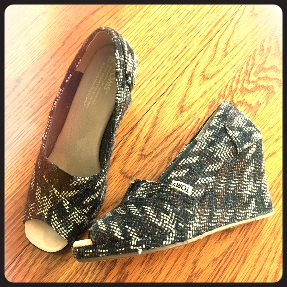 TOMS-NIB Brown/multi houndstooth wedge